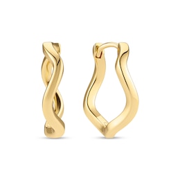Sif Jakobs Ellera Waves Pianura Grande Sterling Silver Yellow Gold Plated Wavy Hoop Earrings
