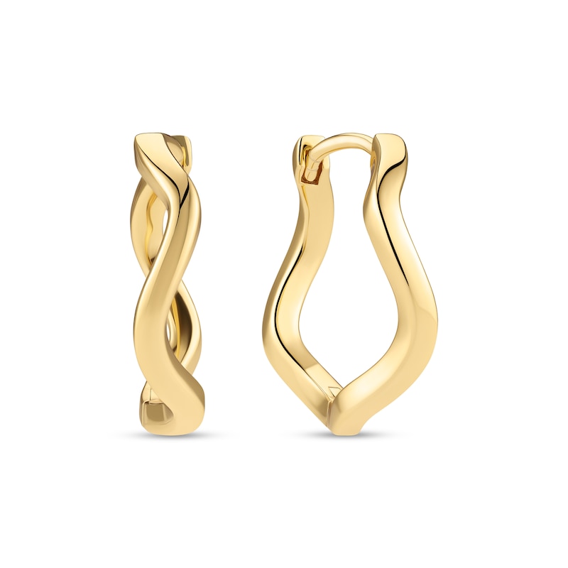 Main Image 1 of Sif Jakobs Ellera Waves Pianura Grande Sterling Silver Yellow Gold Plated Wavy Hoop Earrings