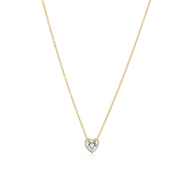 Sif Jakobs Amorino Sterling Silver Yellow Gold Plated Cubic Zirconia Heart Pendant Necklace