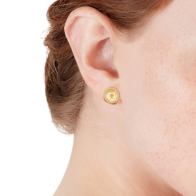 Sterling Silver & 18ct Gold Plated Vermeil Diamond & MOP Stud Earrings