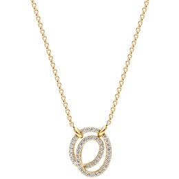 Sif Jakobs Spirale Due Sterling Silver Yellow Gold Plated Cubic Zirconia Spiral Pendant Necklace