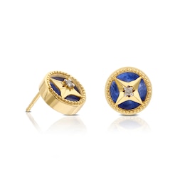 Sterling Silver & 18ct Gold Plated Vermeil Diamond & Sodalite Stud Earrings