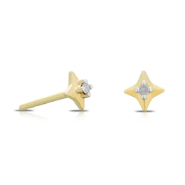 Sterling Silver & 18ct Gold Plated Vermeil Diamond Star Stud Earrings