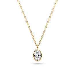 Sif Jakobs Sardinien Ovale Sterling Silver Yellow Gold Plated Oval Cubic Zirconia Pendant Necklace