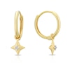Thumbnail Image 1 of Sterling Silver & 18ct Gold Plated Vermeil Diamond Star Charm Hoop Earrings