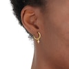 Thumbnail Image 1 of Sterling Silver & 18ct Gold Plated Vermeil Diamond Star Charm Hoop Earrings