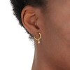 Thumbnail Image 1 of Sterling Silver & 18ct Gold Plated Vermeil Diamond Star Charm Hoop Earrings