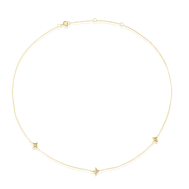Sterling Silver & 18ct Gold Plated Vermeil Diamond Three Star Station Necklace