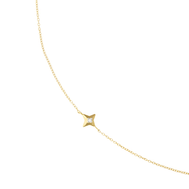 Main Image 2 of Sterling Silver & 18ct Gold Plated Vermeil Diamond Three Star Station Necklace