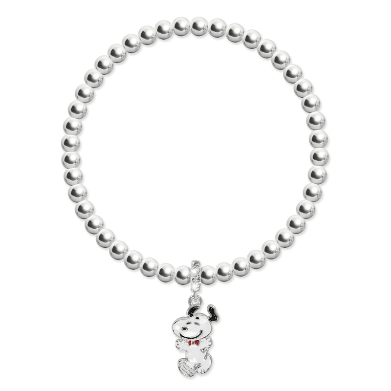 Main Image 1 of Peanuts Snoopy Silver Plated Dangle Stretch Beaded Bracelet
