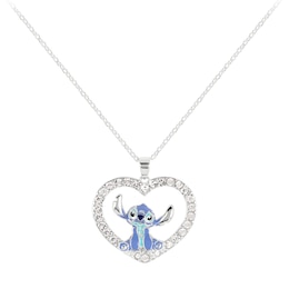 Disney Stitch Stone Set Heart 18" Necklace