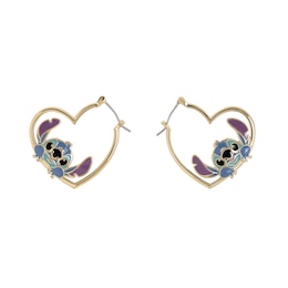Disney Stitch Love Heart Huggie Earrings