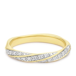 Yellow Gold Plated Sterling Silver Cubic Zirconia Twist Eternity Ring