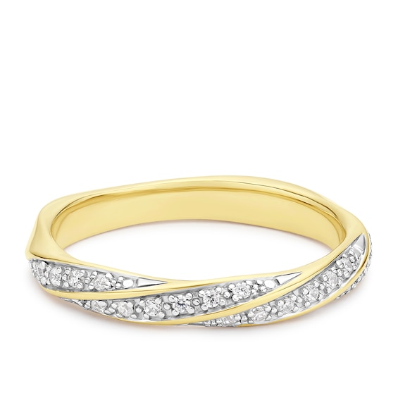 Yellow Gold Plated Sterling Silver Cubic Zirconia Twist Eternity Ring