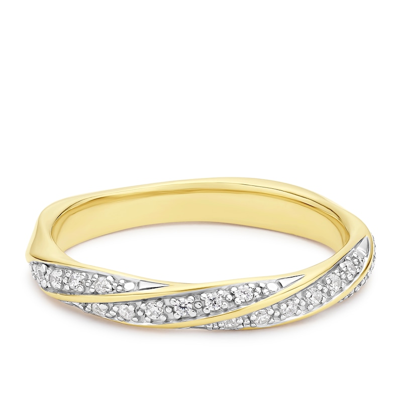 Main Image 1 of Yellow Gold Plated Sterling Silver Cubic Zirconia Twist Eternity Ring