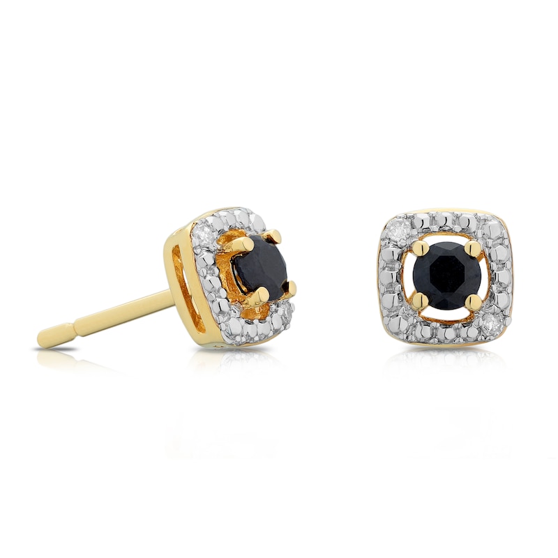 Sterling Silver & 18ct Gold Plated Vermeil Diamond & Black Sapphire Earrings