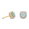 Sterling Silver & 18ct Gold Plated Vermeil Diamond & Swiss Blue Topaz Earrings