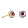 Thumbnail Image 1 of Sterling Silver & 18ct Gold Plated Vermeil Diamond & Created Ruby Earrings