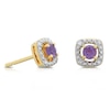 Thumbnail Image 0 of Sterling Silver & 18ct Gold Plated Vermeil Diamond & Amethyst Halo Earrings