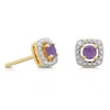 Thumbnail Image 1 of Sterling Silver & 18ct Gold Plated Vermeil Diamond & Amethyst Halo Earrings