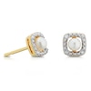 Thumbnail Image 1 of Sterling Silver & 18ct Gold Plated Vermeil Diamond & Pearl Halo Earrings