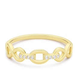 Yellow Gold Plated Sterling Silver Cubic Zirconia Infinity Link Ring