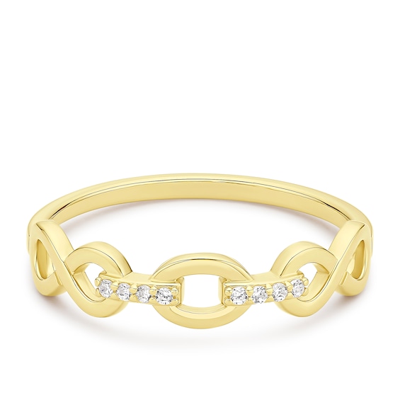 Yellow Gold Plated Sterling Silver Cubic Zirconia Infinity Link Ring