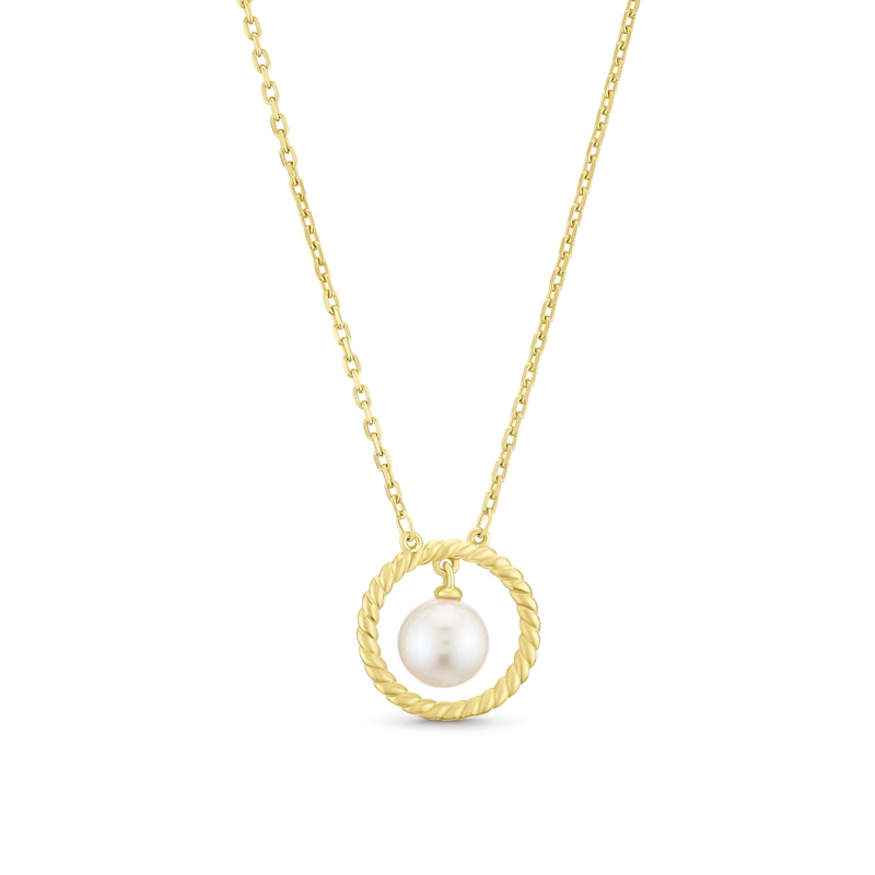Main Image 1 of Yellow Gold Plated Sterling Silver Beaded Open Circle Pearl Necklace