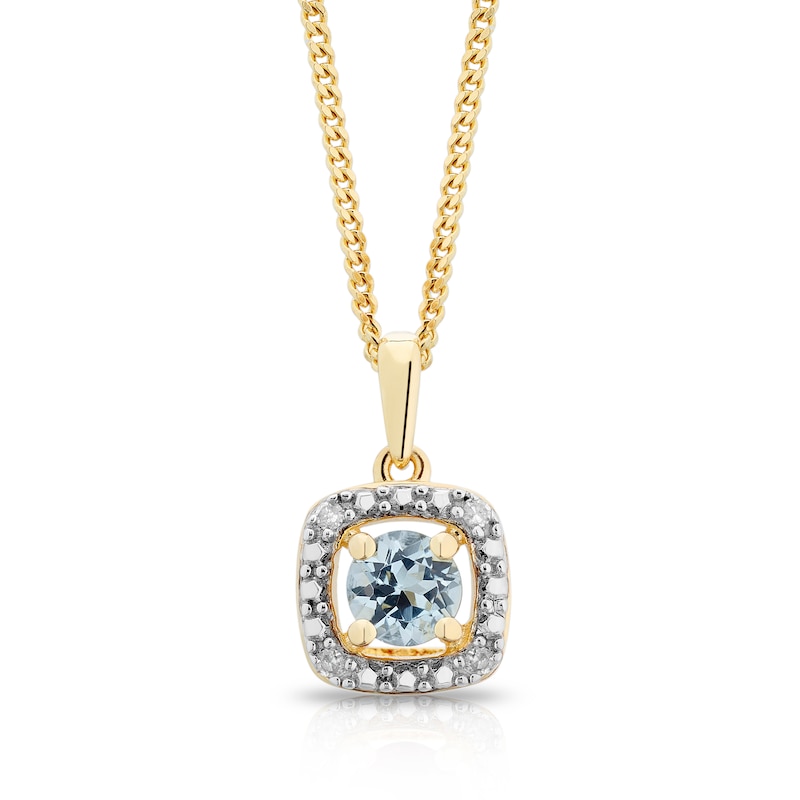 Sterling Silver & 18ct Gold Plated Vermeil Diamond & Aquamarine Pendant