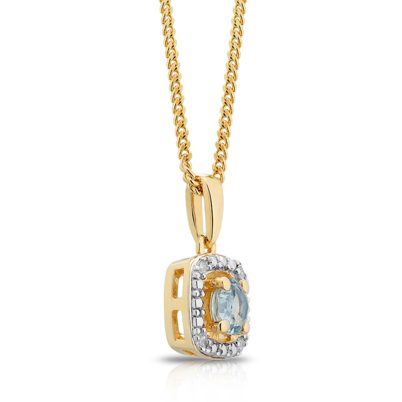 Sterling Silver & 18ct Gold Plated Vermeil Diamond & Aquamarine Pendant