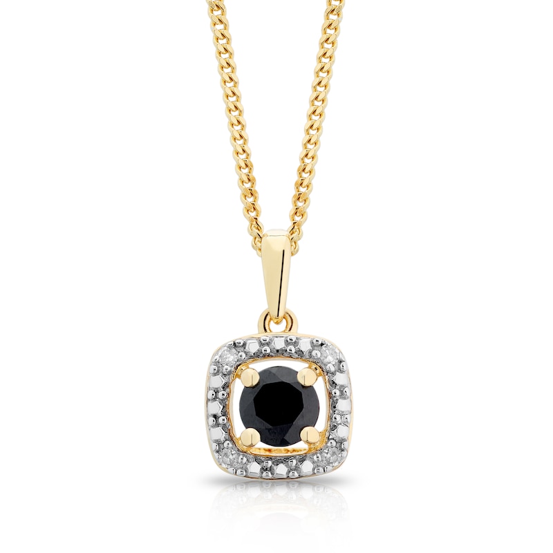 Main Image 1 of Sterling Silver & 18ct Gold Plated Vermeil Diamond & Black Sapphire Pendant