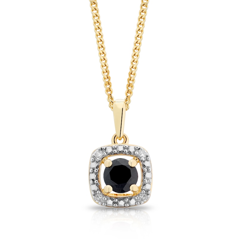 Sterling Silver & 18ct Gold Plated Vermeil Diamond & Black Sapphire Pendant