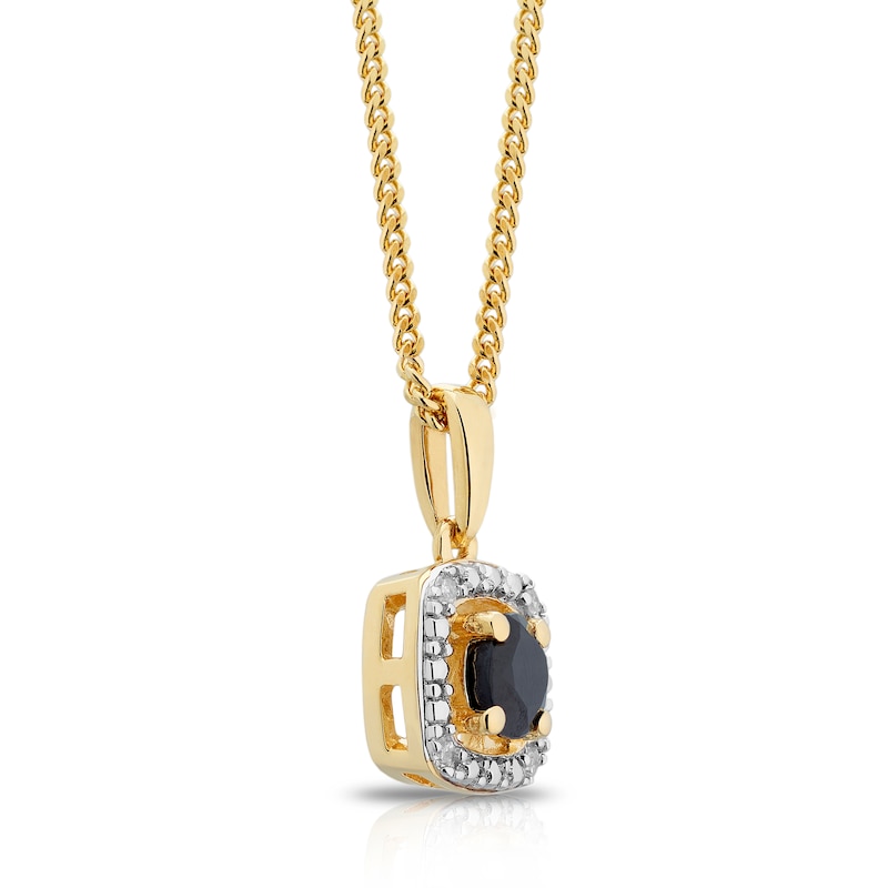 Main Image 2 of Sterling Silver & 18ct Gold Plated Vermeil Diamond & Black Sapphire Pendant