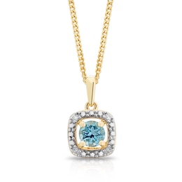 Sterling Silver & 18ct Gold Plated Vermeil Diamond & Swiss Blue Topaz Pendant