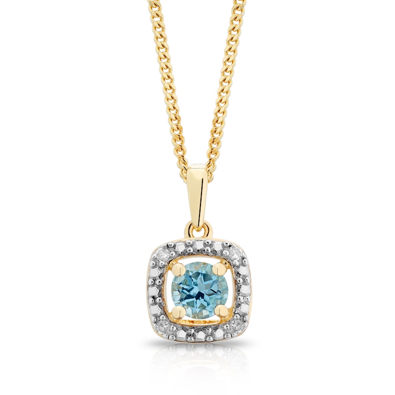 Main Image 1 of Sterling Silver & 18ct Gold Plated Vermeil Diamond & Swiss Blue Topaz Pendant
