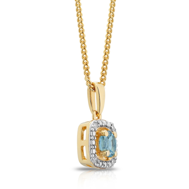 Main Image 2 of Sterling Silver & 18ct Gold Plated Vermeil Diamond & Swiss Blue Topaz Pendant