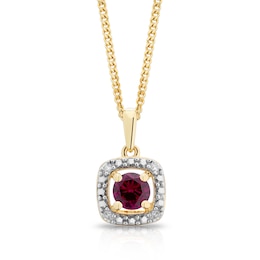 Sterling Silver & 18ct Gold Plated Vermeil Diamond & Created Ruby Pendant