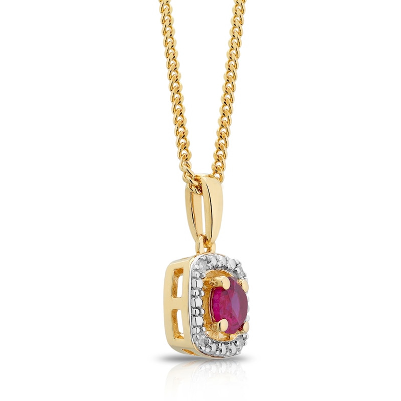 Main Image 2 of Sterling Silver & 18ct Gold Plated Vermeil Diamond & Created Ruby Pendant
