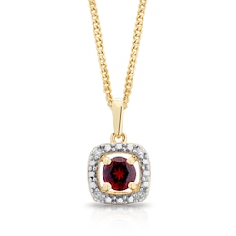 Sterling Silver & 18ct Gold Plated Vermeil Diamond & Garnet Halo Pendant