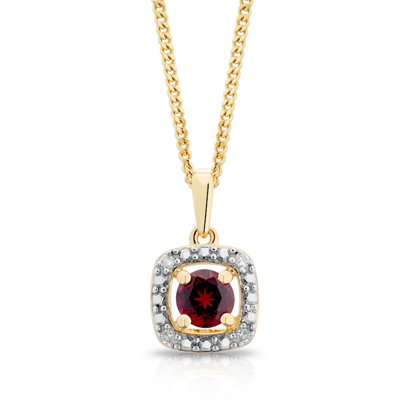 Main Image 1 of Sterling Silver & 18ct Gold Plated Vermeil Diamond & Garnet Halo Pendant
