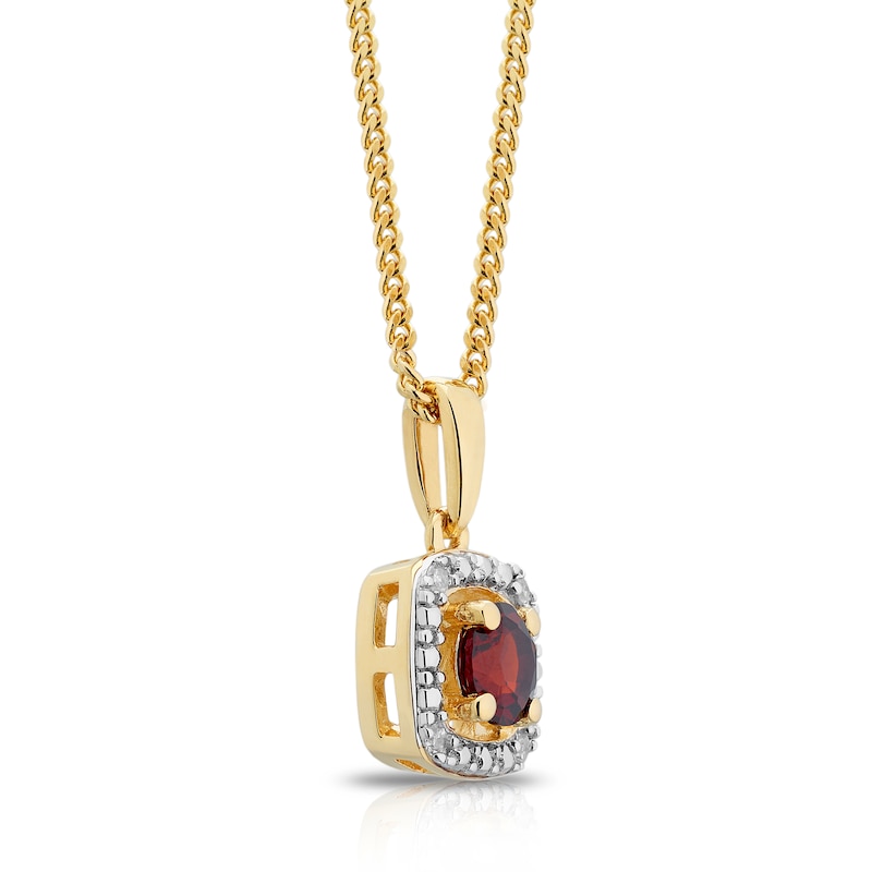 Main Image 2 of Sterling Silver & 18ct Gold Plated Vermeil Diamond & Garnet Halo Pendant