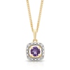 Thumbnail Image 0 of Sterling Silver & 18ct Gold Plated Vermeil Diamond & Amethyst Halo Pendant