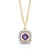 Thumbnail Image 1 of Sterling Silver & 18ct Gold Plated Vermeil Diamond & Amethyst Halo Pendant