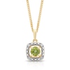 Thumbnail Image 1 of Sterling Silver & 18ct Gold Plated Vermeil Diamond & Peridot Halo Pendant