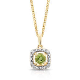 Sterling Silver & 18ct Gold Plated Vermeil Diamond & Peridot Halo Pendant