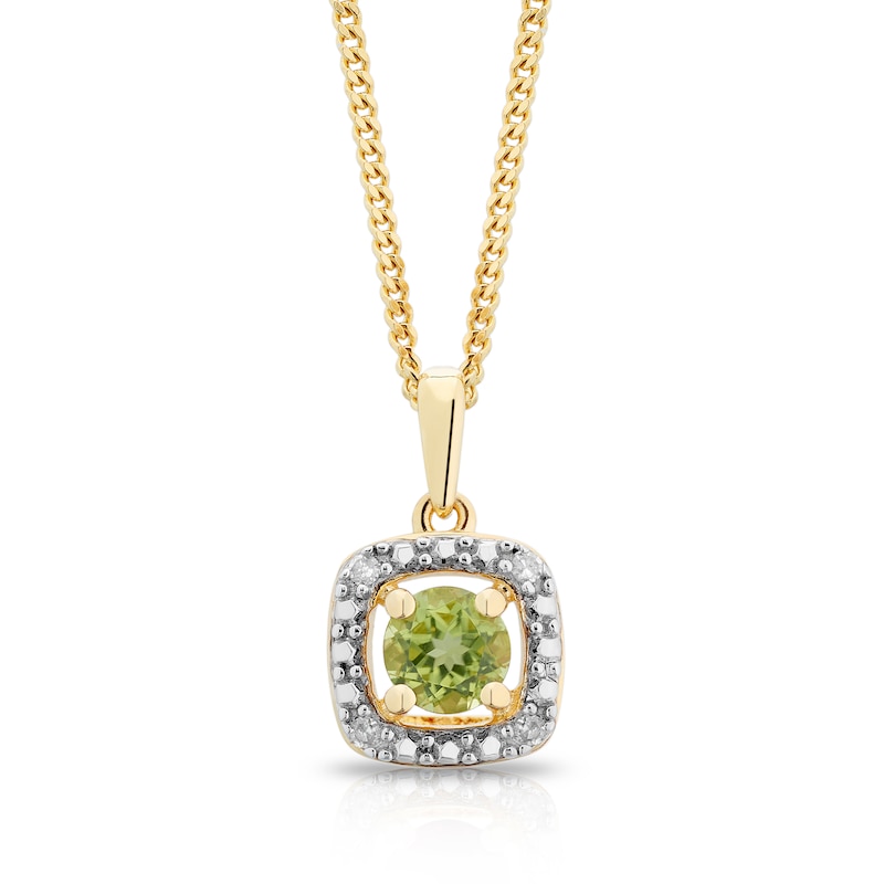 Main Image 1 of Sterling Silver & 18ct Gold Plated Vermeil Diamond & Peridot Halo Pendant