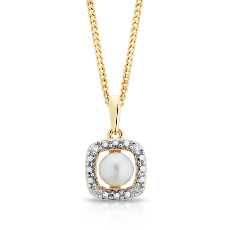 Sterling Silver & 18ct Gold Plated Vermeil Diamond & Pearl Halo Pendant