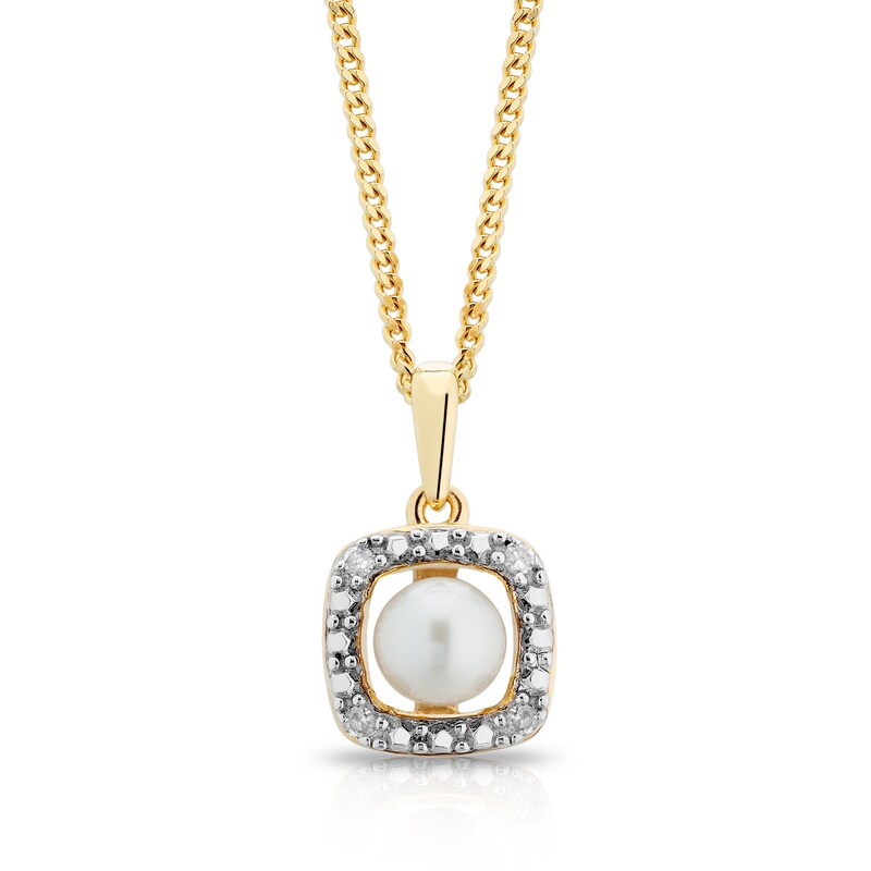 Sterling Silver & 18ct Gold Plated Vermeil Diamond & Pearl Halo Pendant