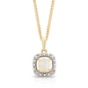 Thumbnail Image 0 of Sterling Silver & 18ct Gold Plated Vermeil Diamond & Opal Cushion Halo Pendant