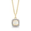Thumbnail Image 1 of Sterling Silver & 18ct Gold Plated Vermeil Diamond & Opal Cushion Halo Pendant